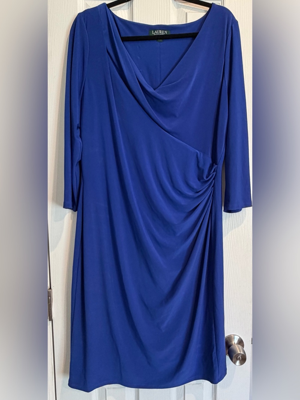 Lauren Ralph Lauren Royal Blue Draped Wrap-Front Dress  Worn Once